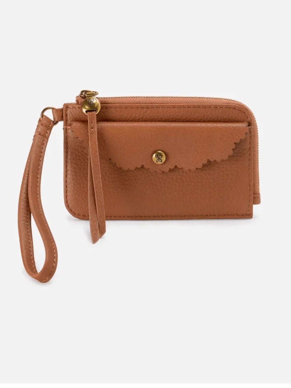 HOBO Tabby Card Wristlet Wallet Warm Honey Leather NWT Compact Zip Pouch Case